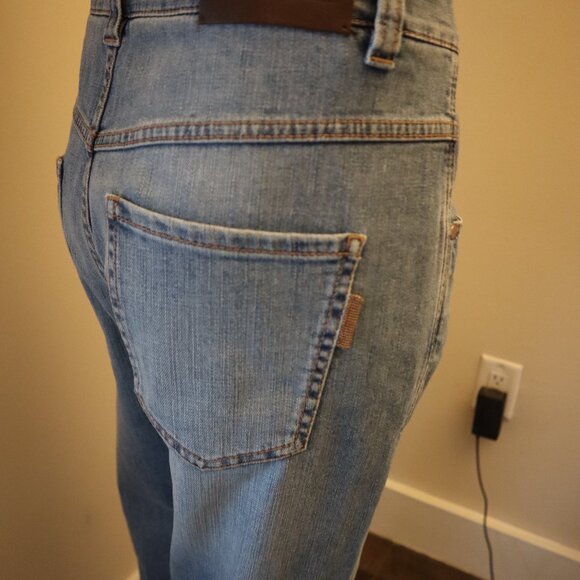Brunello Cucinelli Monili Jeans Blue Distressed Relax Tapered Leg Denim Size 6 - Picture 2 of 10